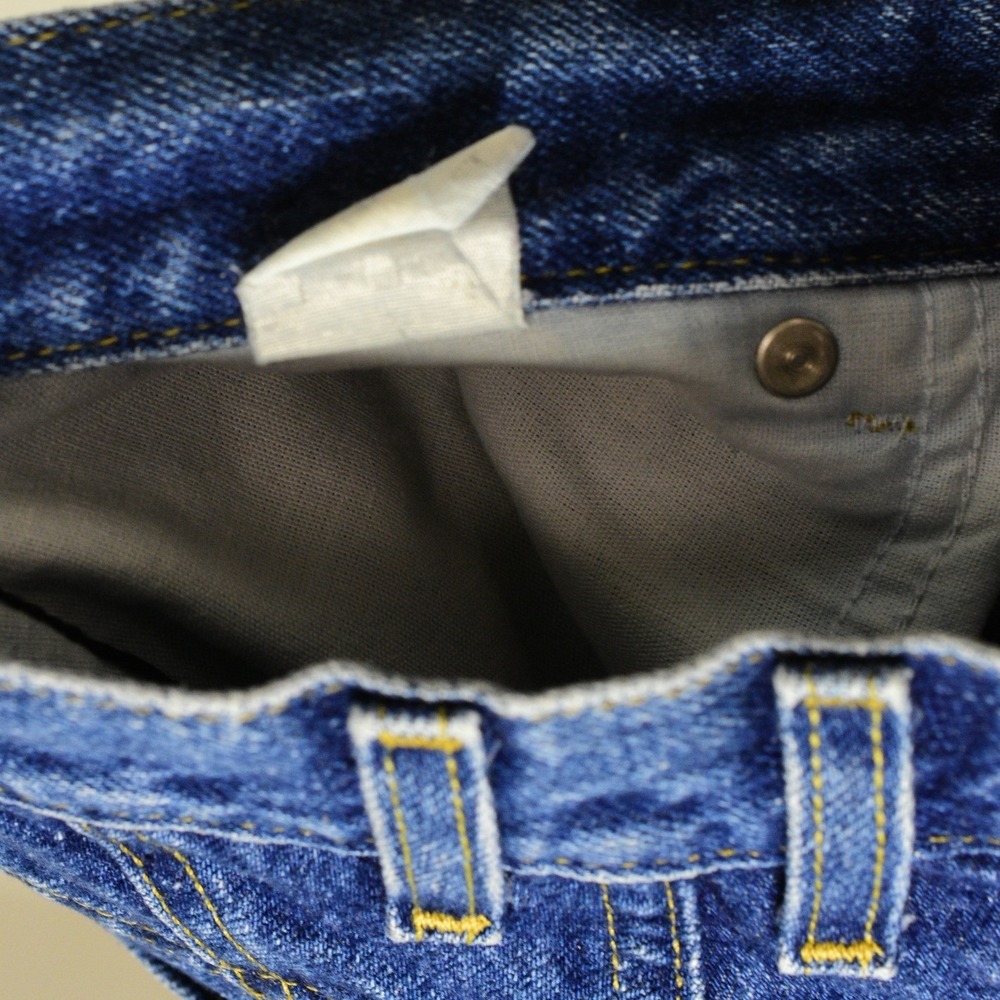 90s Vintage Dark Stone Wash Tapered Jeans Women 12 Blue High Rise Riders - Picture 8 of 8